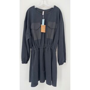 Daily Practice by Anthropologie Black Utility Sweatshirt Dress Plus Size 3X NEW‎